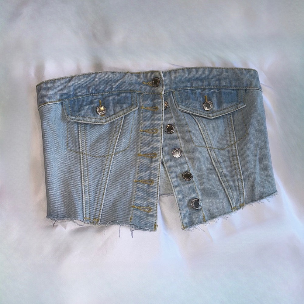 Size 6 Prettylittlething strapless denim top